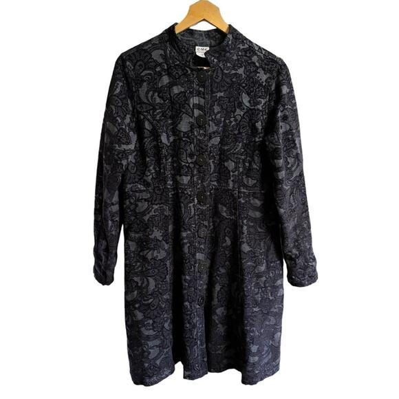 VTG CMC COLOR ME COTTON Black Tapestry Brocade Coat OR Dress SZ S - Picture 10 of 10